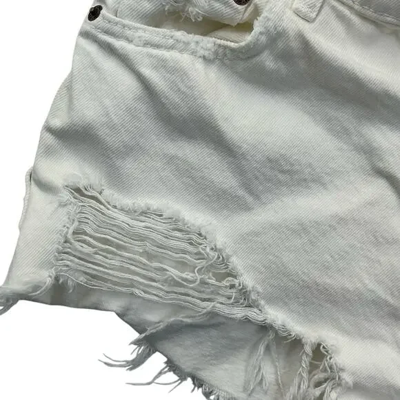 Zara Cut Off Shorts Womens Beach Casual Size 4 White - Picture 4 of 13